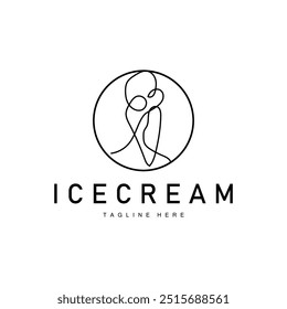 Ice Cream Logo Line Design Sweet Soft Cold Summer Food
