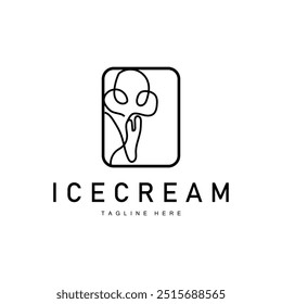 Ice Cream Logo Line Design Sweet Soft Cold Summer Food