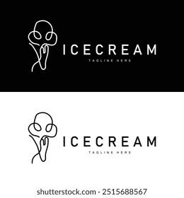 Ice Cream Logo Line Design Sweet Soft Cold Summer Food