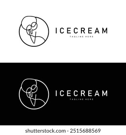 Ice Cream Logo Line Design Sweet Soft Cold Summer Food