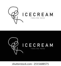 Ice Cream Logo Line Design Sweet Soft Cold Summer Food