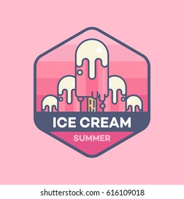 Ice Cream Logo Line Minimal Style Vector Illustration