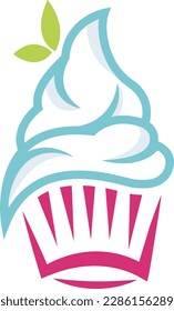 an ice cream logo with a mint leaf. an abstract ice cream logo