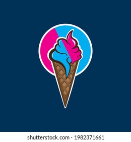 The ice cream logo with pink and blue colors is suitable for trademark ice cream products