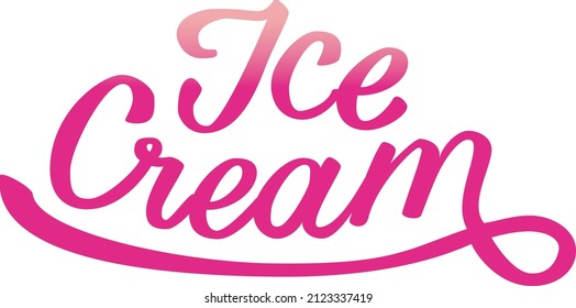 Ice cream logo pink color. Hand Writed Lettering. Vector EPS10