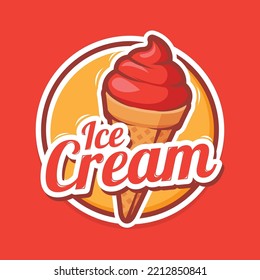 Ice cream logo. Simple cartoon illustration of ice cream cone. Ice cream logo icon vector. Ice cream logo template