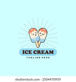 Ice cream logo. Simple cartoon illustration of two ice cream cones. Ice cream logo icon vector. Ice cream logo template