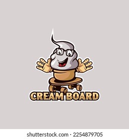 Ice cream logo with skateboard mascot