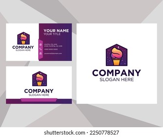 Ice cream logo suitable for company with business card template