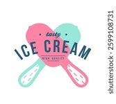 Ice cream logo template design. Cold desert silhouette modern signs. Label of ice dessert. Retro vector illustration.