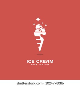 Ice cream logo template design. Vector illustration.