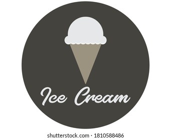 Ice cream logo template design. Vector illustration, Ice cream in a waffle cone with letters in a circle, Logo ice cream illustration.