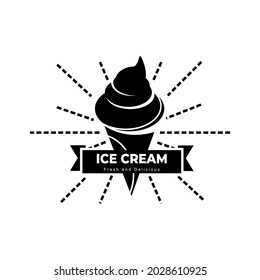 Ice cream logo template design. Vector illustration.