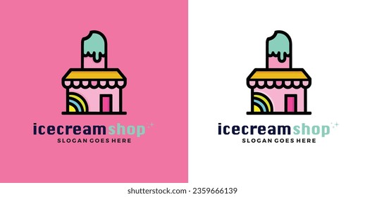 Ice cream logo template design. Vector illustration.