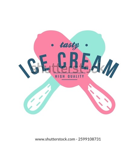 Ice cream logo template design. Cold desert silhouette modern signs. Label of ice dessert. Retro vector illustration.