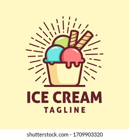 Ice cream logo template, Suitable for restaurant and cafe logo