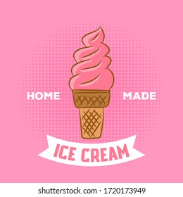 Ice Cream Logo Vector Art & Graphics. Hand Drawn Ice Cream.