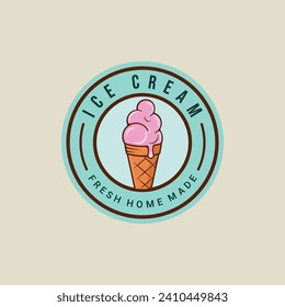 ice cream logo vector emblem illustration template icon graphic design. food frozen gelato or gelateria sign or symbol for shop business with circle badge cartoon style concept