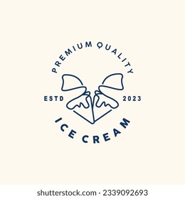 Ice Cream Logo, Vector Fresh Sweet Soft Cold Food, Simple Minimalist Inspiration Design