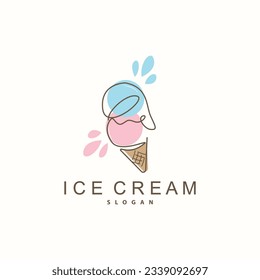 Logotipo de crema de hielo, Vector Fresh Sweet Soft Cold Food, Simple Inspiración Minimalista Diseño