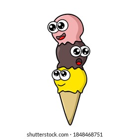 diseño vectorial del logotipo de helados con 3 sabores bonitos