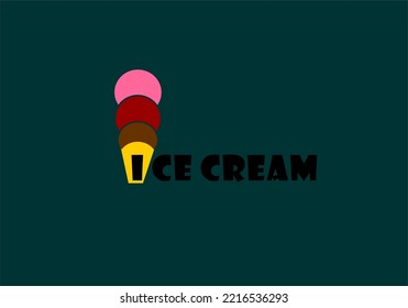 LOGOTIPO DE CREMA DE HIELO CON ILUSTRACIÓN DE VECTOR