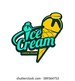 Ice cream logo vector illustration. Vintage style badges and labels design concept for your restaurant business. Two tone logo templates for your design. Isolated on a white background