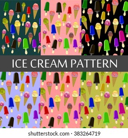 Ice cream and ice lolly back pattern set