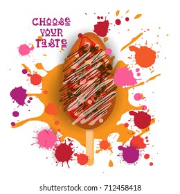 Ice Cream Lolly Colorful Dessert Icon Choose Your Taste Cafe Poster Vector Illustration