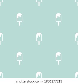 ice cream lolly seamless pattern on white background. Popsicle ice-cream on a stick with chocolate summer sweet ornament. Vector flat illustration.