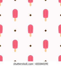 Ice cream lolly seamless pattern. Summer pattern. Ice cream flat vector illustration.