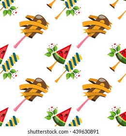Ice cream lolly seamless pattern for design surface. Desserts and sweets theme.