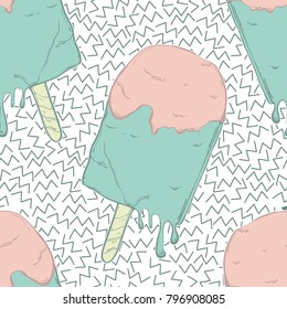Ice Cream lolly vector, cute illustration pink and blue