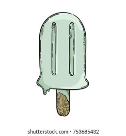 Ice cream, ice lolly. Vector hand drawn illustration. The idea for a  poster, postcard, t-shirt.