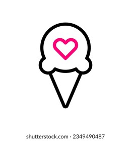 Ice cream love icon duocolor black pink style valentine illustration vector element and symbol perfect.