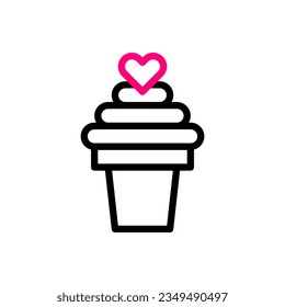 Ice cream love icon duocolor black pink style valentine illustration vector element and symbol perfect.