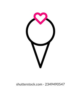 Ice cream love icon duocolor black pink style valentine illustration vector element and symbol perfect.