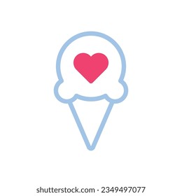 Ice cream love icon duotone blue pink style valentine illustration vector element and symbol perfect.