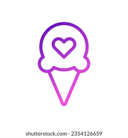 Ice cream love icon gradient purple pink style valentine illustration vector element and symbol perfect.