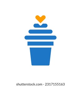 Ice cream love icon solid blue orange style valentine illustration vector element and symbol perfect.