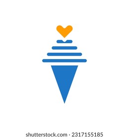 Ice cream love icon solid blue orange style valentine illustration vector element and symbol perfect.