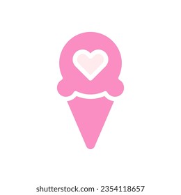 Ice cream love icon solid pink white style valentine illustration vector element and symbol perfect.