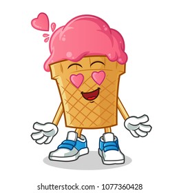 ice cream in love mascot vector cartoon illustration