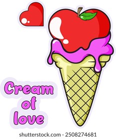 Ice cream and love t-shirt sticker design, eps 10, editable.