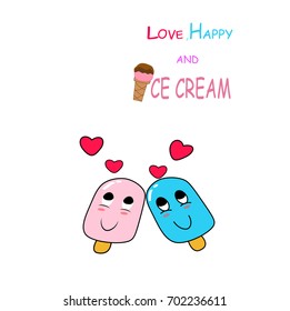 ice cream in love. vector cartoon illustration