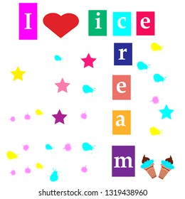 ice cream. i love ice cream vector illustration