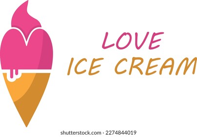 Ice cream love vector logo design