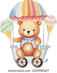 Ice cream lover cute teddy bear illustration collection