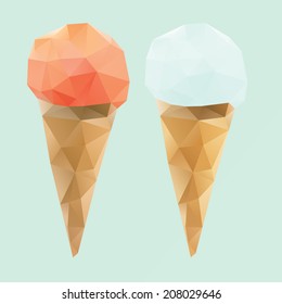 Ice Cream Lowpoly Illustration