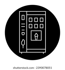 Ice cream machine in black line icon. Self service machine. Pictogram for web page, mobile app, promo.